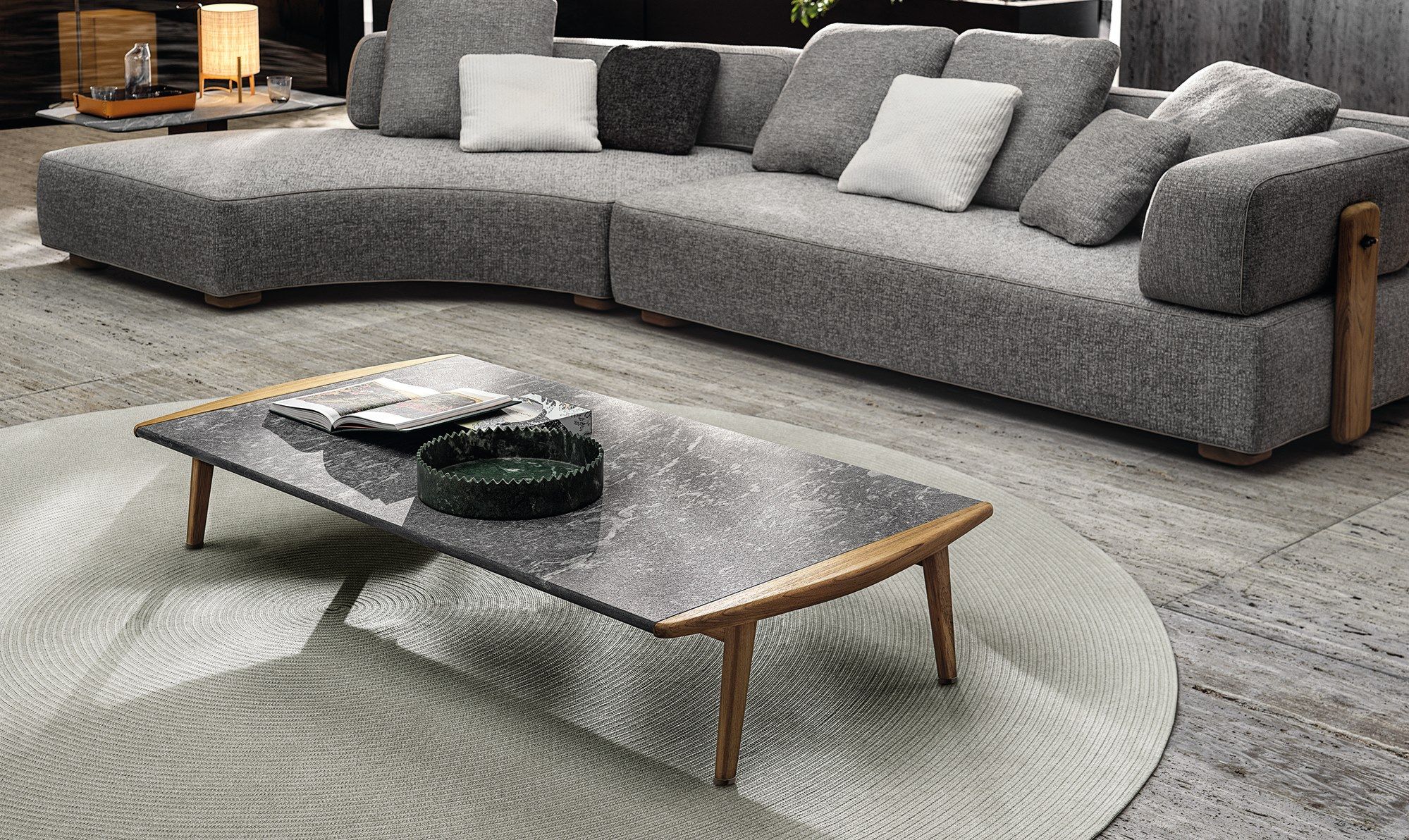Открытый стол из тикового дерева и камня Minotti Fynn Outdoor ARCH-00148994 - Вид №1