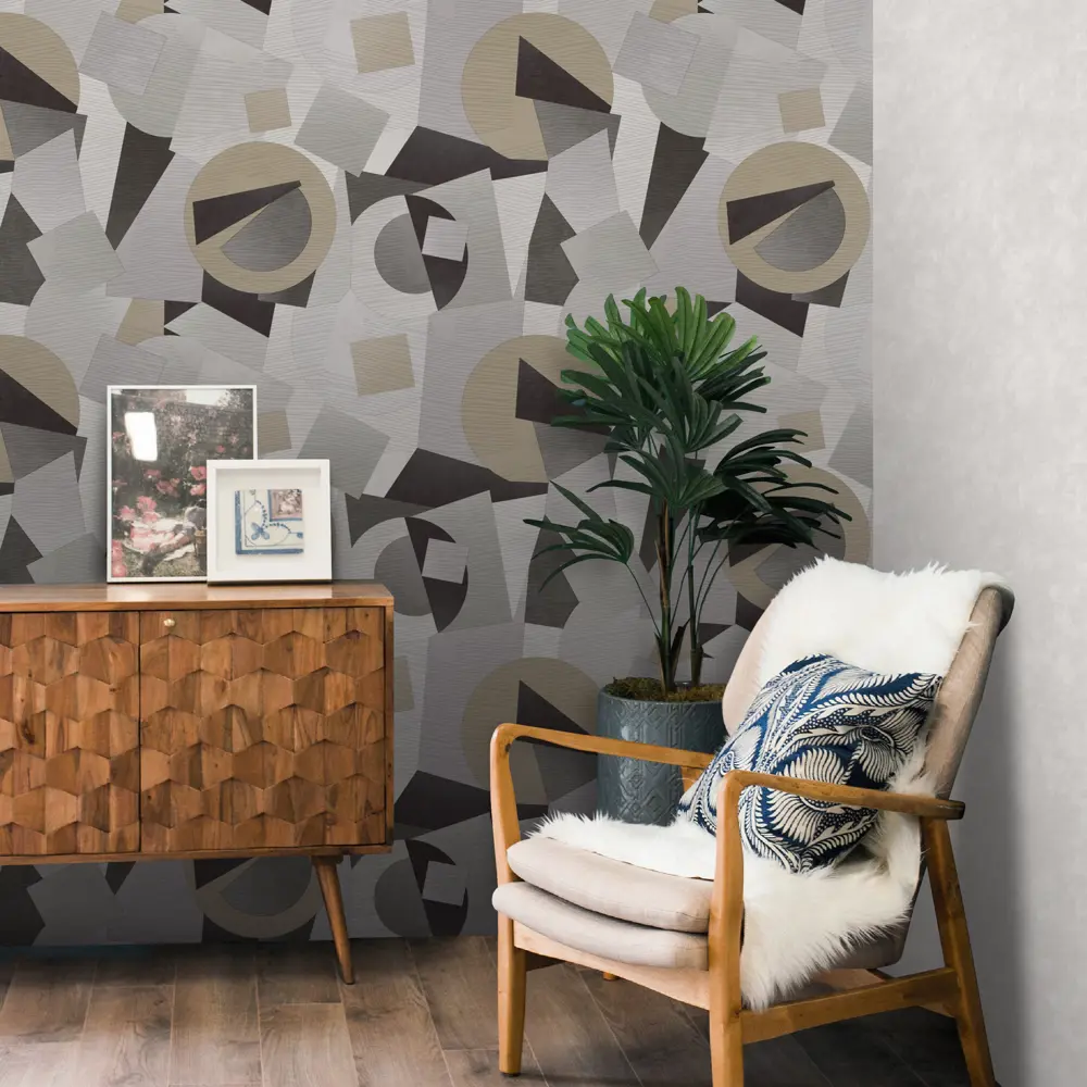 Обои флизелиновые Deco-Deco Forma темно-серые 1.06 м DD6012-01 88479592 STLM-2066828 Santreyd - Вид №4