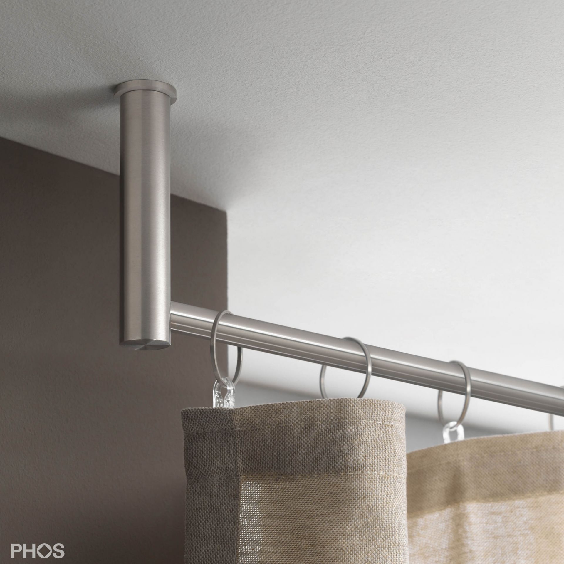 VS20-100E1400-D Комплект карнизов: 140 см с 2 концевыми кронштейнами (среднее расстояние до потолка) PHOS 