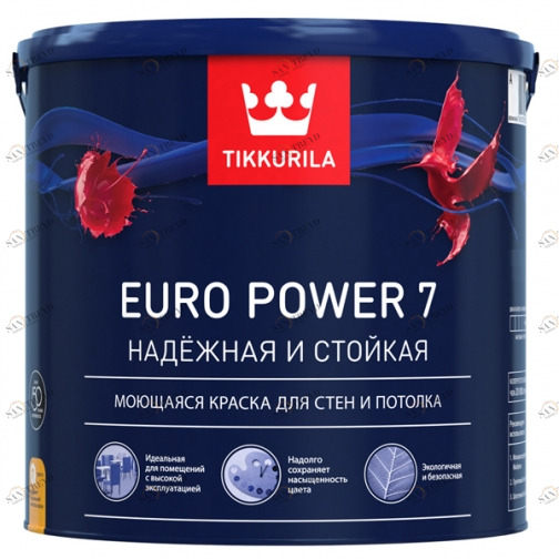 Краска Tikkurila Euro Power 7 / Тиккурила Евро 7 матовая моющаяся 0,9л 5661