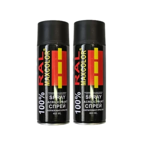91999036 Краска аэрозольная Maxcolors Ral 9005 м 2шт матовый цвет чёрный 0.8 л 2 шт STLM-1539250