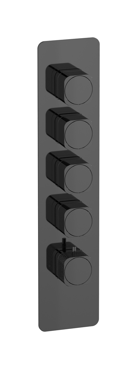 External part of thermostatic 4 ways, square plate, vertical, Coral handle WE ARE IB eua416cfneo_2 Black Chrome Aqua