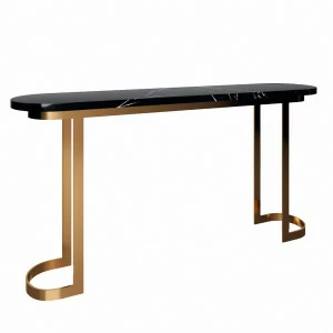 Консоль черная с мраморной столешницей и металлическими золотыми ножками "Хокинс" АЛЕТАН - 350931 Золото;черный