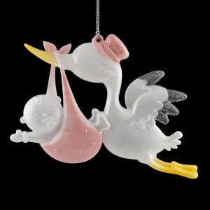 91471205 Елочная игрушка Аист с ребенком Erichkrause decor 51168 44 см х 25 см розовый STLM-1461162