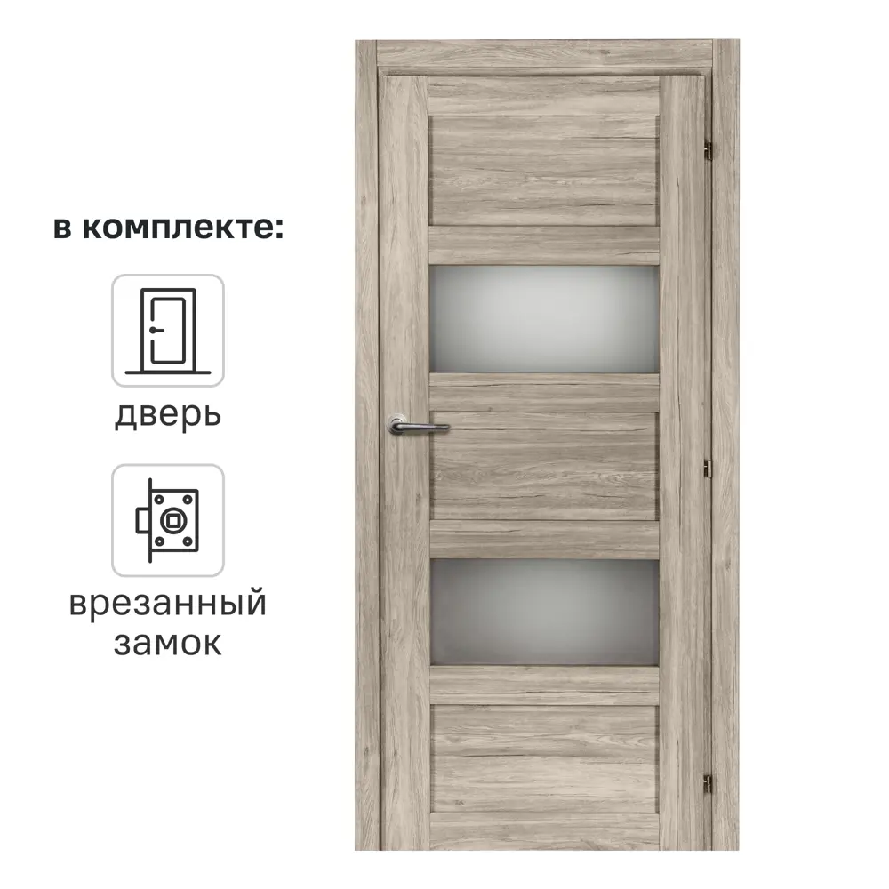 Дверь межкомнатная со стеклом Прэсто 90x200 см ПВХ цвет дуб санремо светлый с замком 82636406 STLM-2093635 МАРИО РИОЛИ 