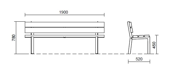 Деревянная скамья со спинкой Studio Città парк ARCH-00064633 - Вид №2
