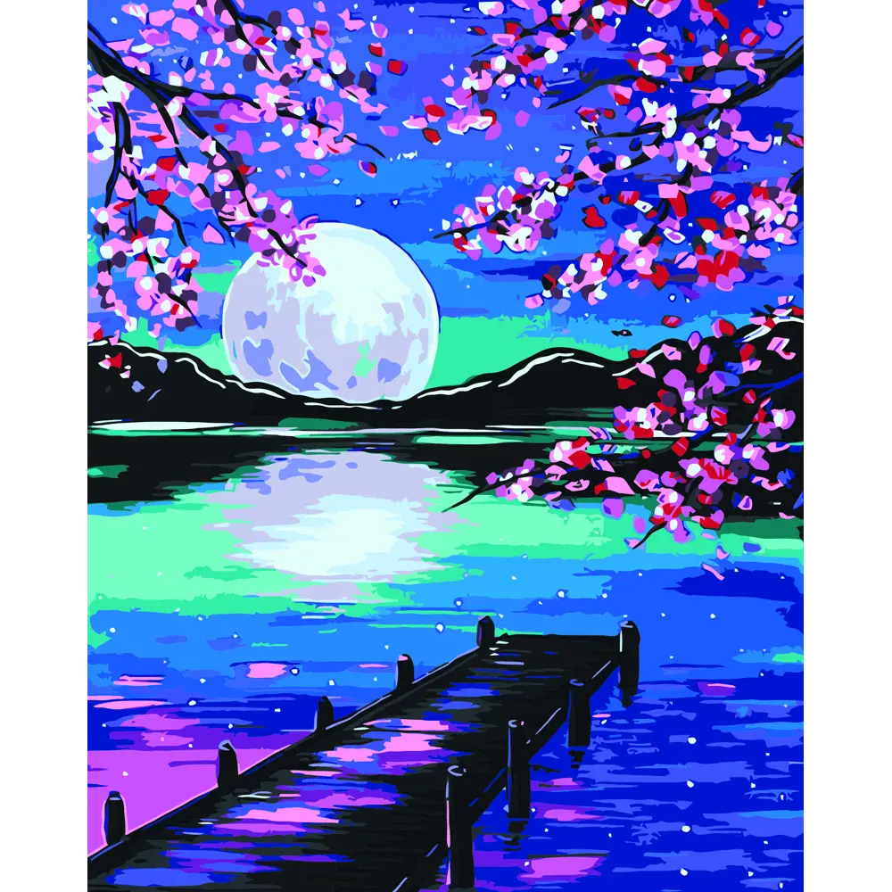 Картина по номерам Ночь под сакурой 40х50 см FBRUSH STLM-2142546