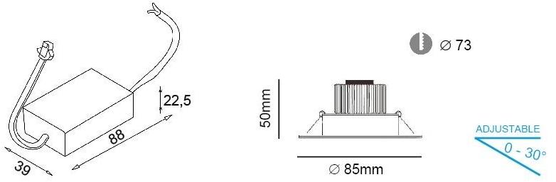 Terzo Light Встраиваемый светодиодный точечный светильник с диммером  C118d  - Вид №3