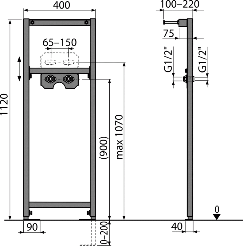 Монтажная рама для смесителя ALCAPLAST A104B1120 - Вид №1