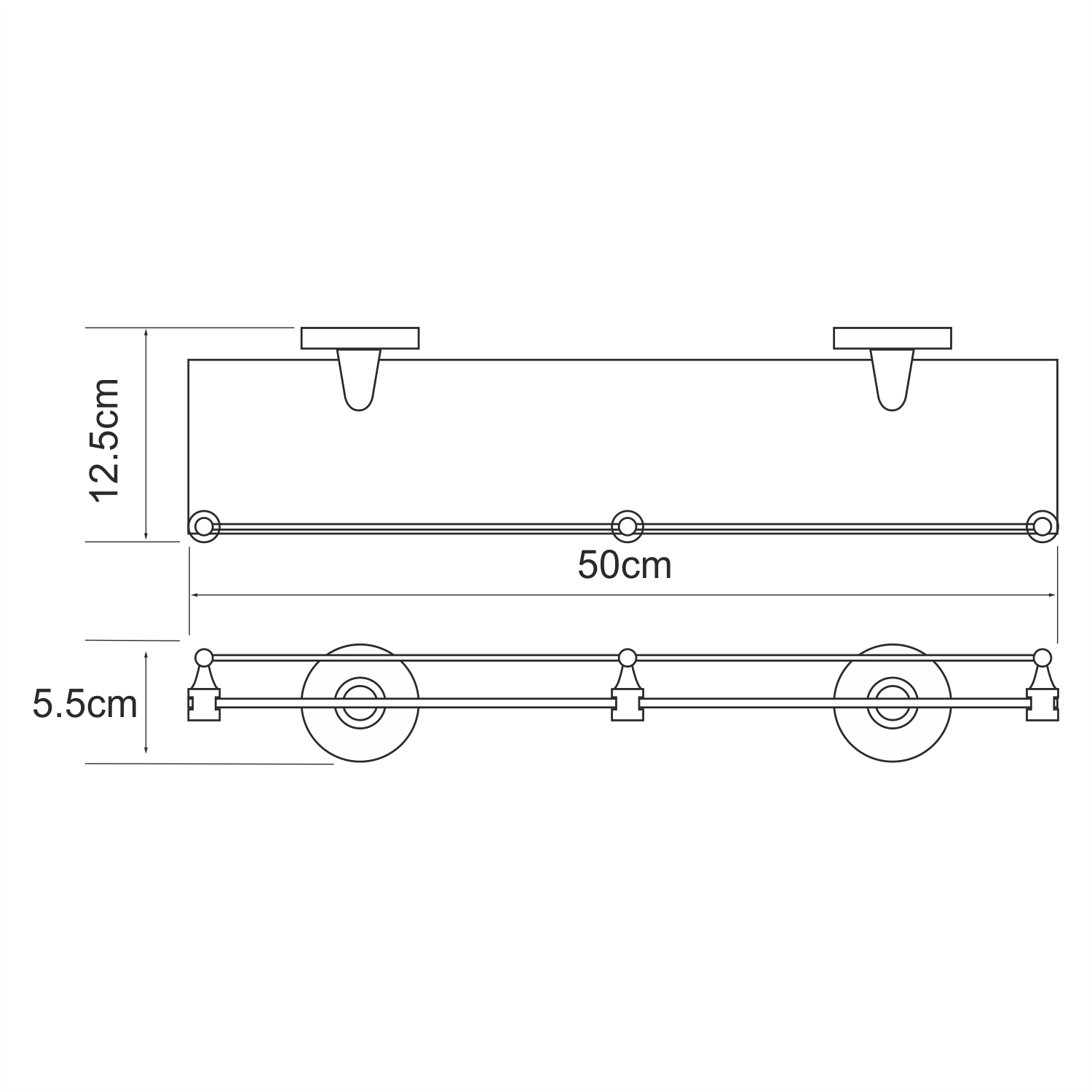 K-6244 Rhein Полка стеклянная с бортиком WasserKRAFT Rhein K-6200  - Вид №2