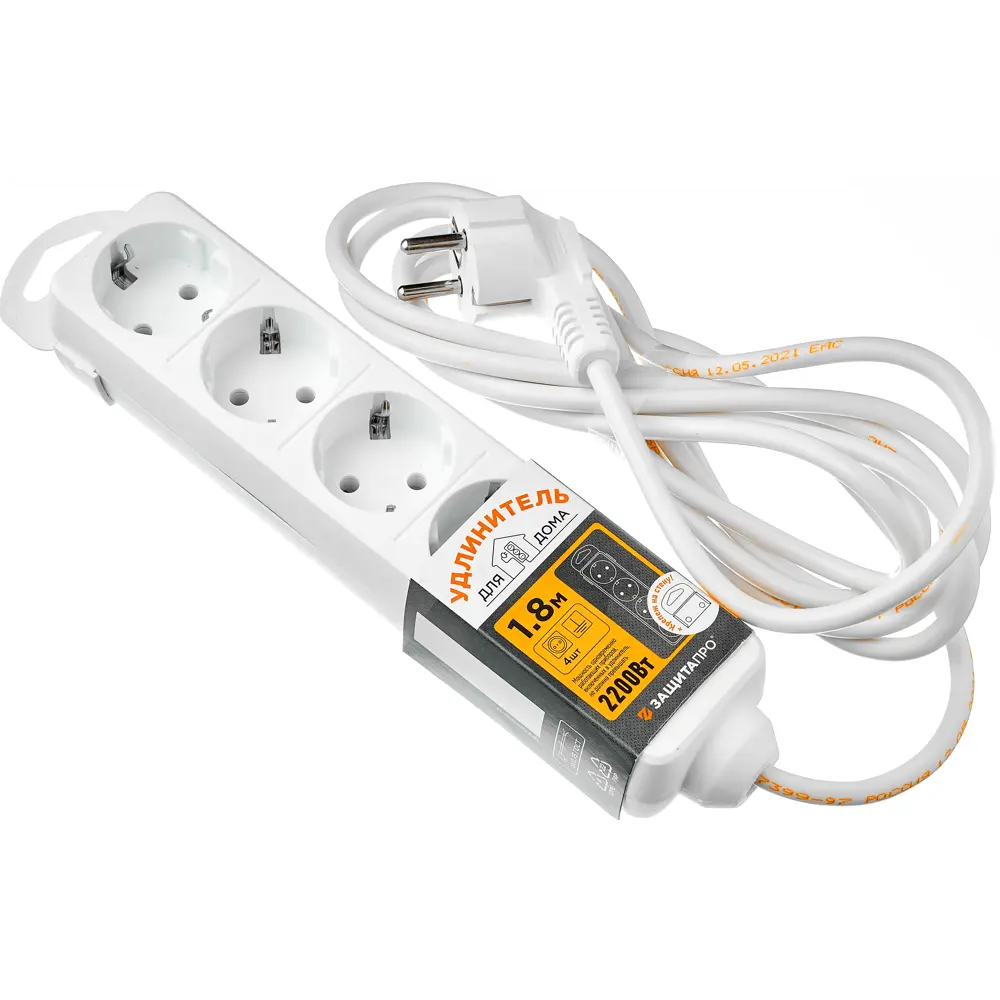 Удлинитель ЗАЩИТА ПРО с заземлением 4 розетки 1.8 м 82741171 STLM-0035238 - Вид №2