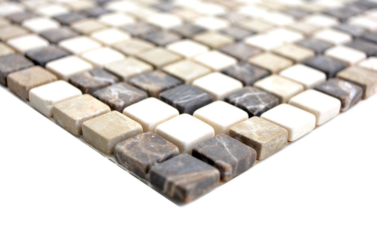 Мраморная мозаика Dark Emperador, травертин и Бьянконе Mosaix ARCH-00020708 - Вид №2