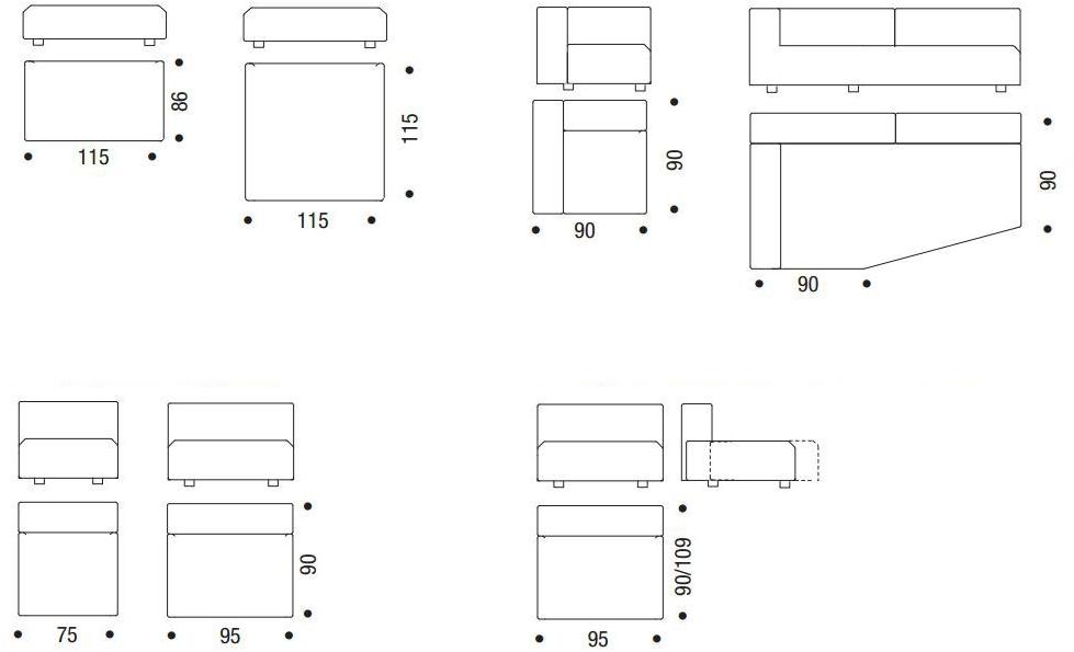 MDF Italia Съемный тканевый диван с шезлонгом sun-id-1444450 - Вид №3