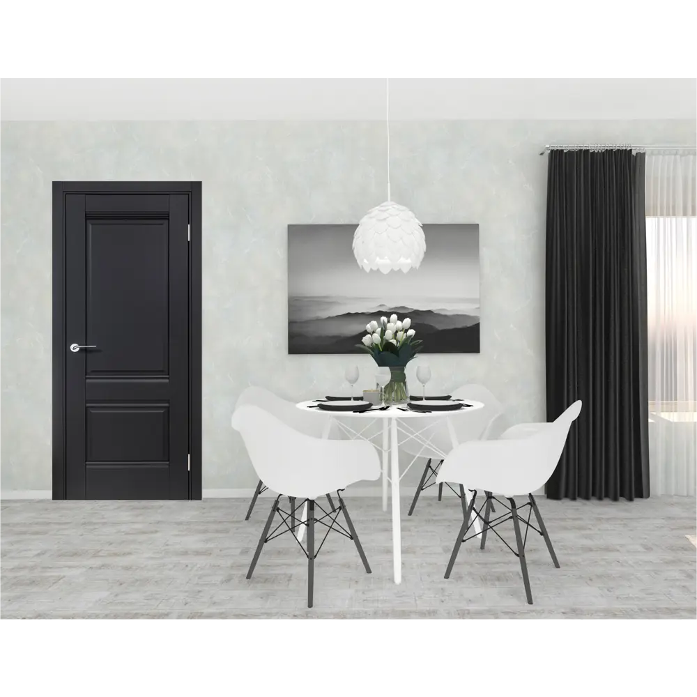 Комплект двери Классико-42 глухая 60x200 см Hardflex черный с добором 200 мм PORTIKA STLM-2151282 - Вид №1