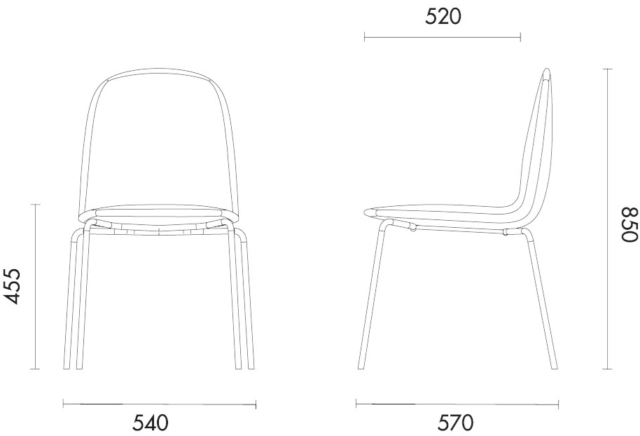 Grado Design Стул с тканевой обивкой и стальной основой Bunny Bun-ch-06 - Вид №9