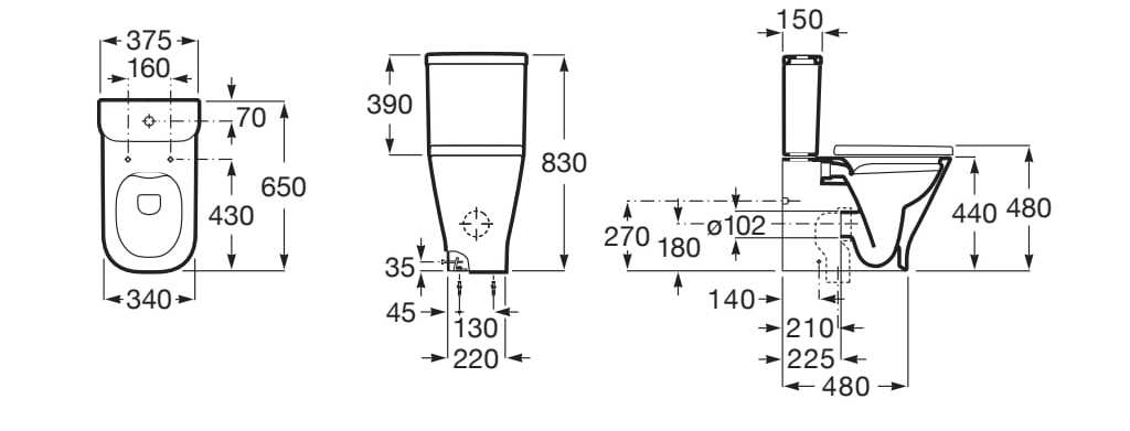 Компактный фарфоровый туалет без бриды Roca The Gap ARCH-00075514 - Вид №2