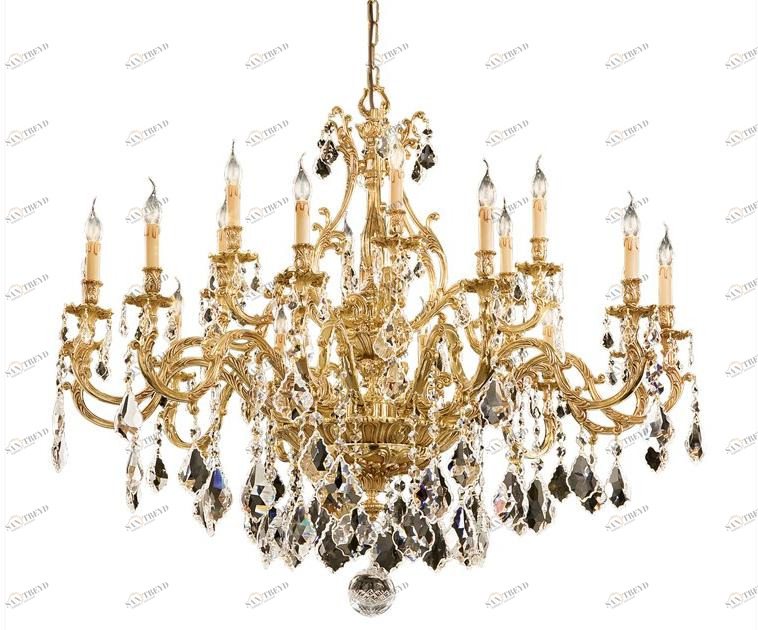 Possoni Illuminazione Французская золотая люстра с кристаллами шоулера Versailles 093/12+6-sh/p
