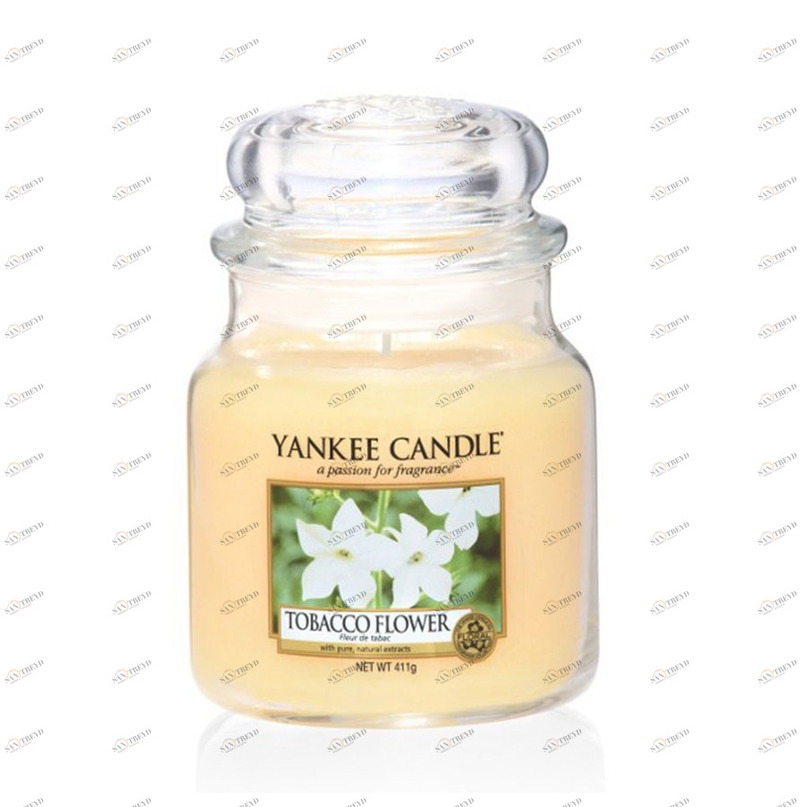 Свеча средняя в стеклянной банке "Цветок Табака" Tobacco Flower 411 гр 65-90 часов YANKEE CANDLE  268023 Желтый 