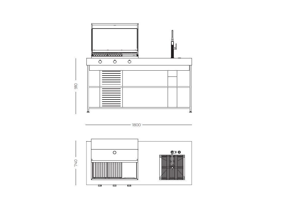 Открытый отдельно стоящий кухонный модуль Foster здесь ARCH-00059036 - Вид №4