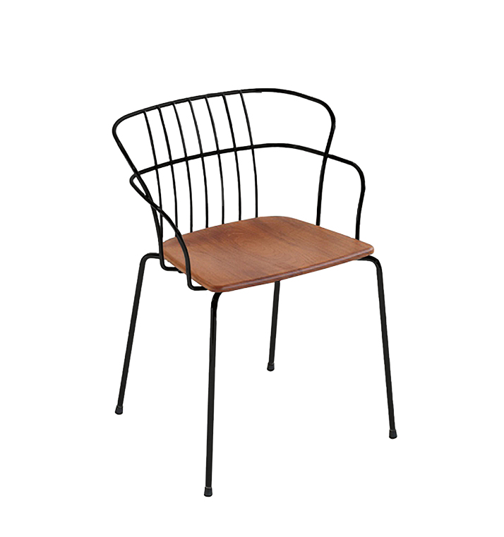 Flint 535-A Кресло со стальным каркасом и спинкой на 4 ножках, сиденье из полиамида, дерева ироко или кожи. Et al. Flint - Вид №2