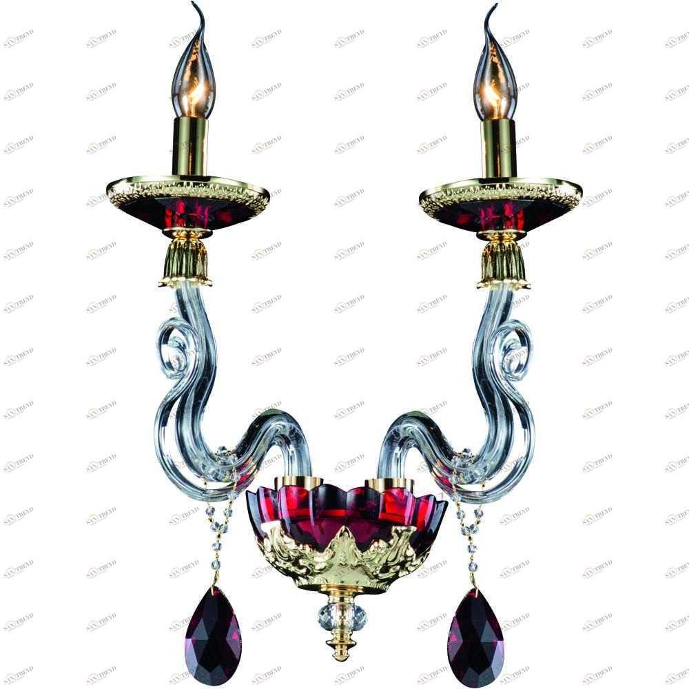 Бра Divinare Simona 5125/10 AP-2 DIVINARE СВЕЧА 077576 Золото;красный;прозрачный 