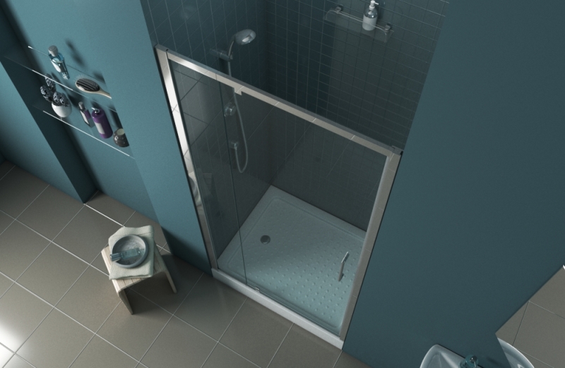 Душевая дверь в нишу, одна распашная дверь LINE BD100.4112A bravat - Вид №1