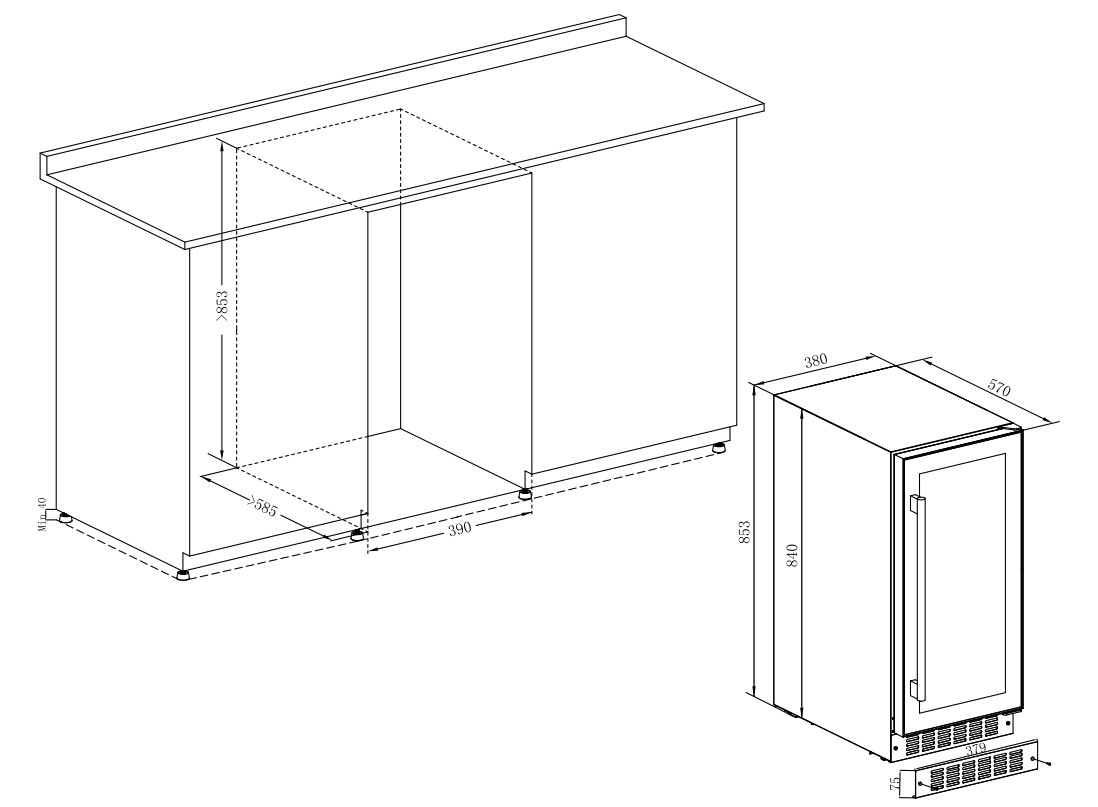 5360098 Винный шкаф Temptech SOMQ38DRB черный STDN-0005042 - Вид №6
