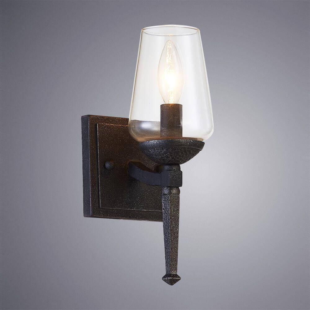 Бра кованое античный черный Arte Lamp A1722AP-1BA ARTE LAMP ФАКЕЛ 00-3928915 Прозрачный;черный  - Вид №1