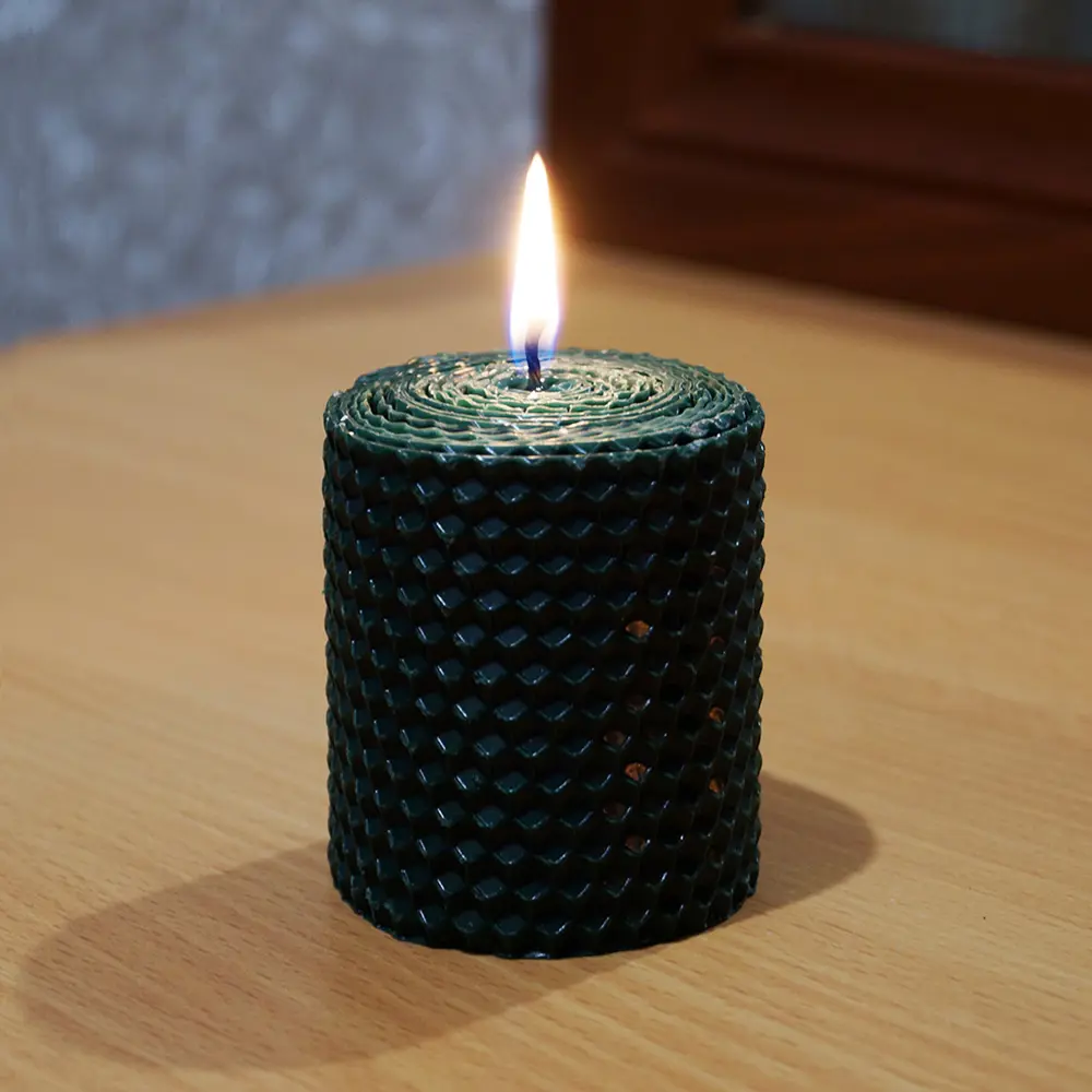 Свеча вощинная цилиндр зеленый мох 6x6.5 см EVIS STLM-2135862 - Вид №3