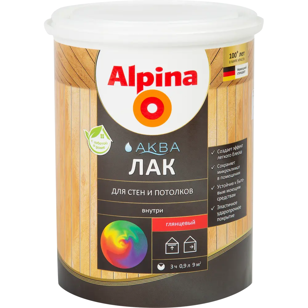 Лак для стен акриловый Alpina Аква-лак цвет прозрачный глянцевый 0.9 л STLM-2182286 - Вид №1