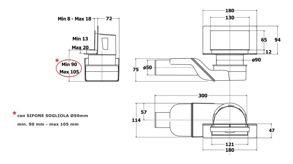 Слив для душа из нержавеющей стали и полипропилена Bonomini Wally ARCH-00052009 - Вид №8