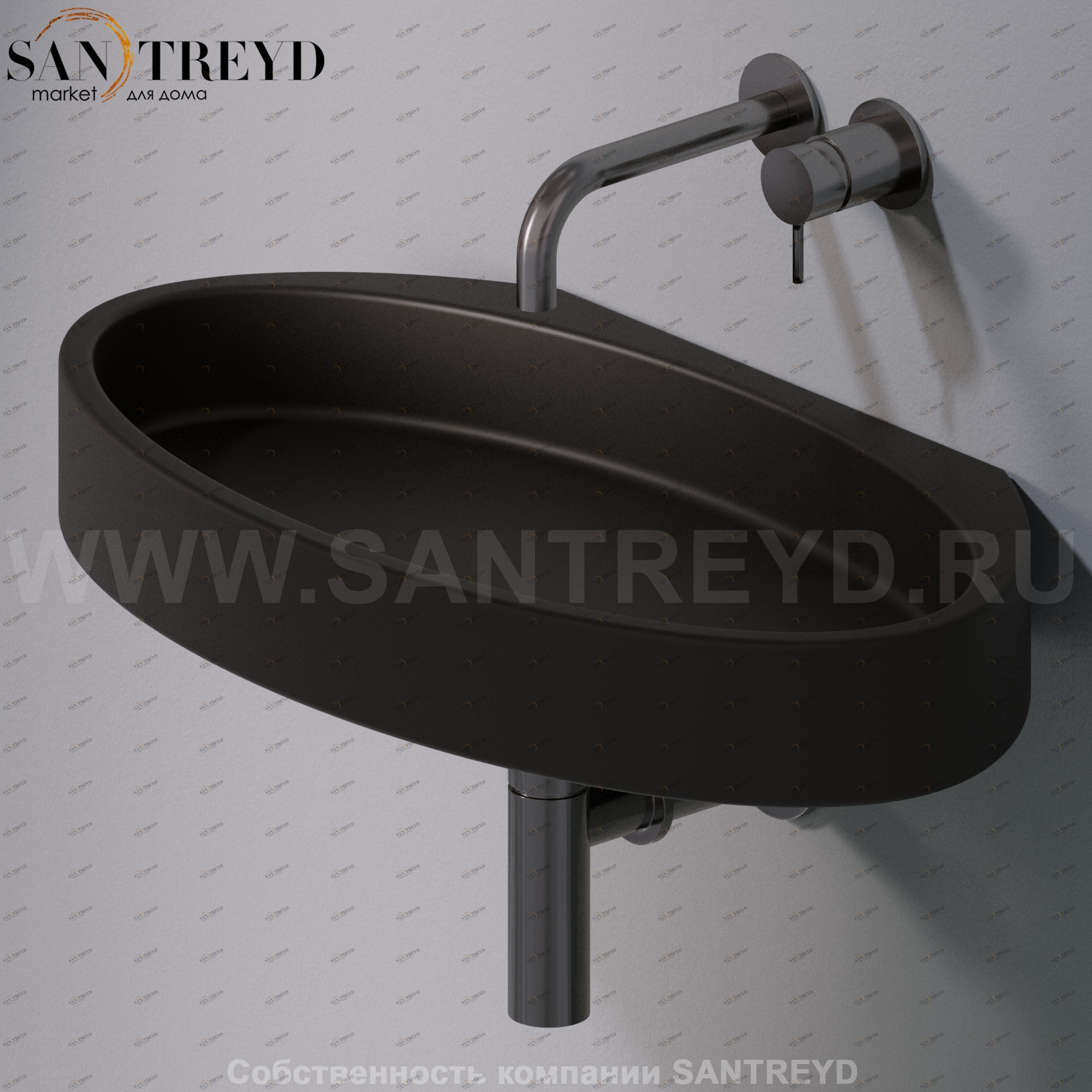 L015T1RPV4.105 Подвесная раковина настенная овальная A. e T. Italia P35 черная AeT ITALIA