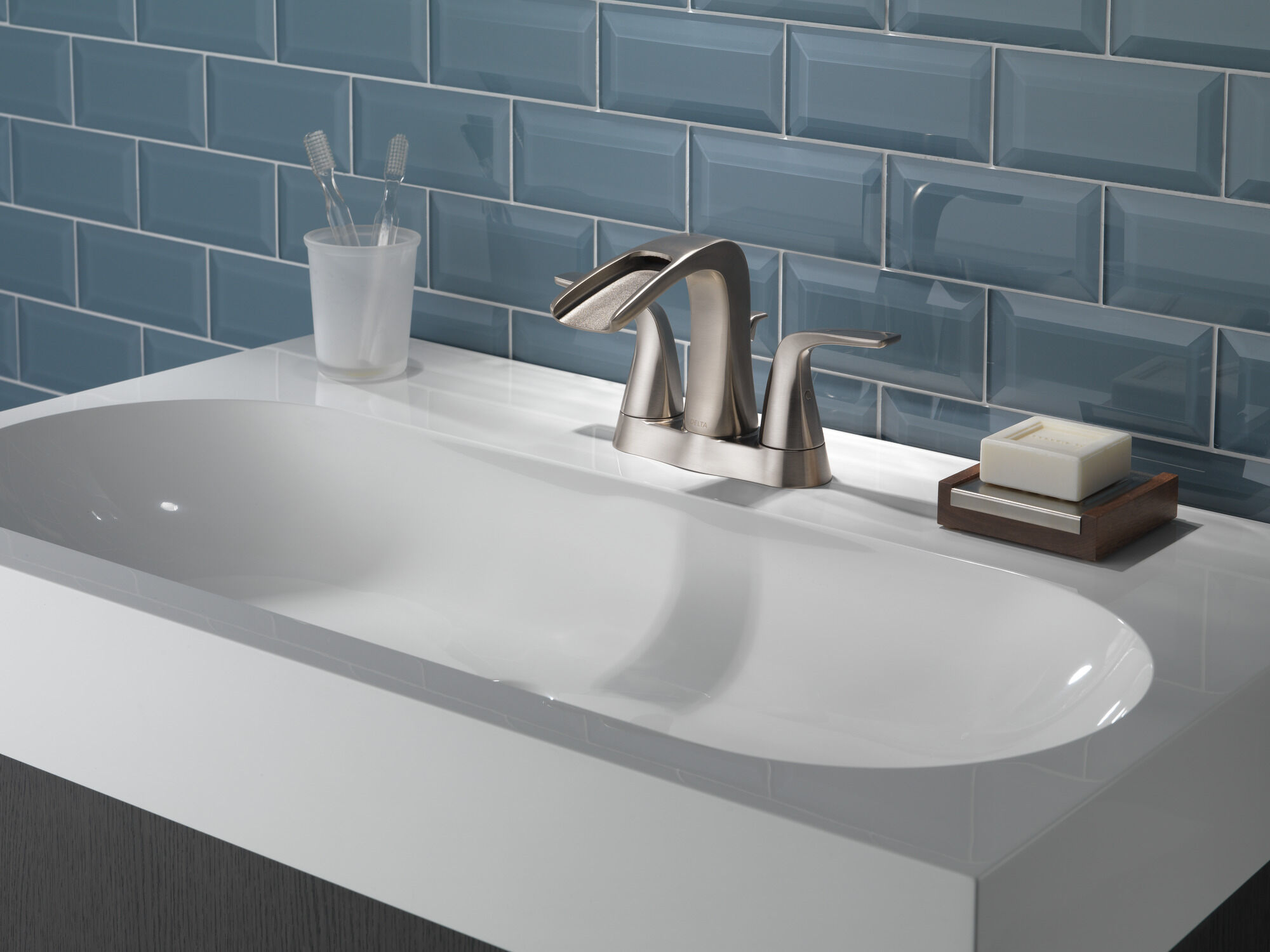 25724LF-SS-ECO Смеситель для ванной комнаты с двумя ручками Delta Faucet Tolva Нержавеющая сталь  - Вид №5