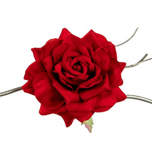 AL 79165 Вельветовая розочка на клипсе красная 15 см GOODWILL