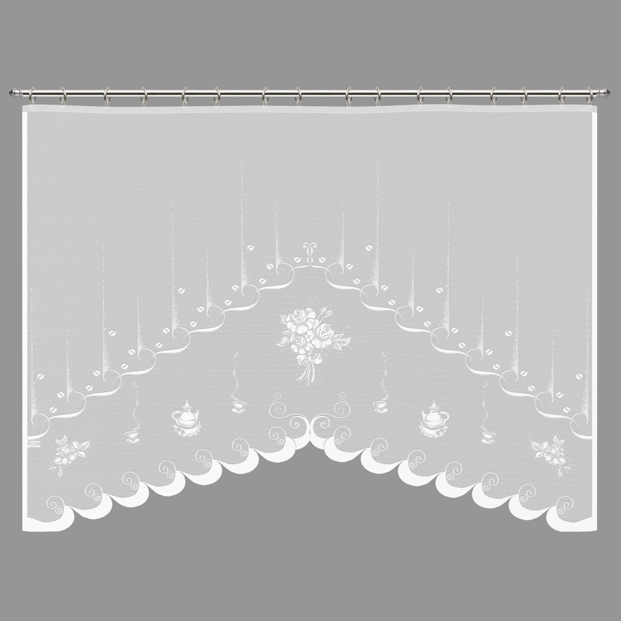 18205282 Занавеска для кухни на ленте «Утро», 220х160 см, сетка, цвет белый Santreyd  - Вид №1