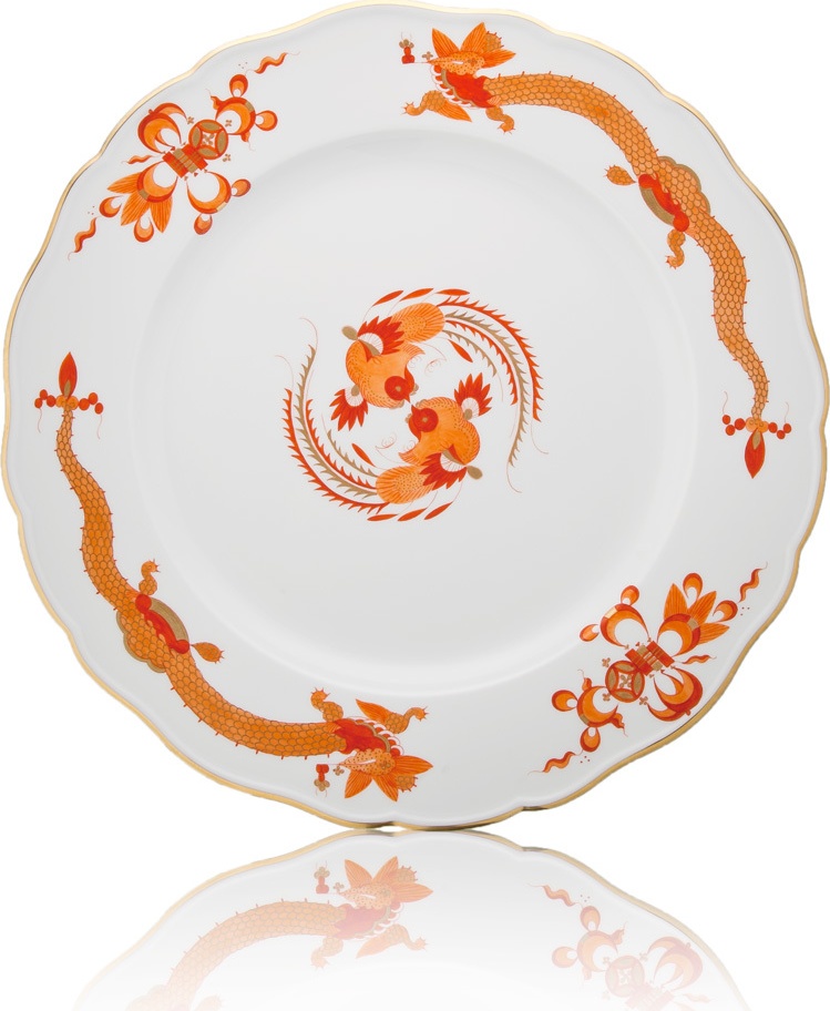 85277 Meissen Тарелка обеденная 28см "Красный Дракон" (золотой кант) Фарфор 