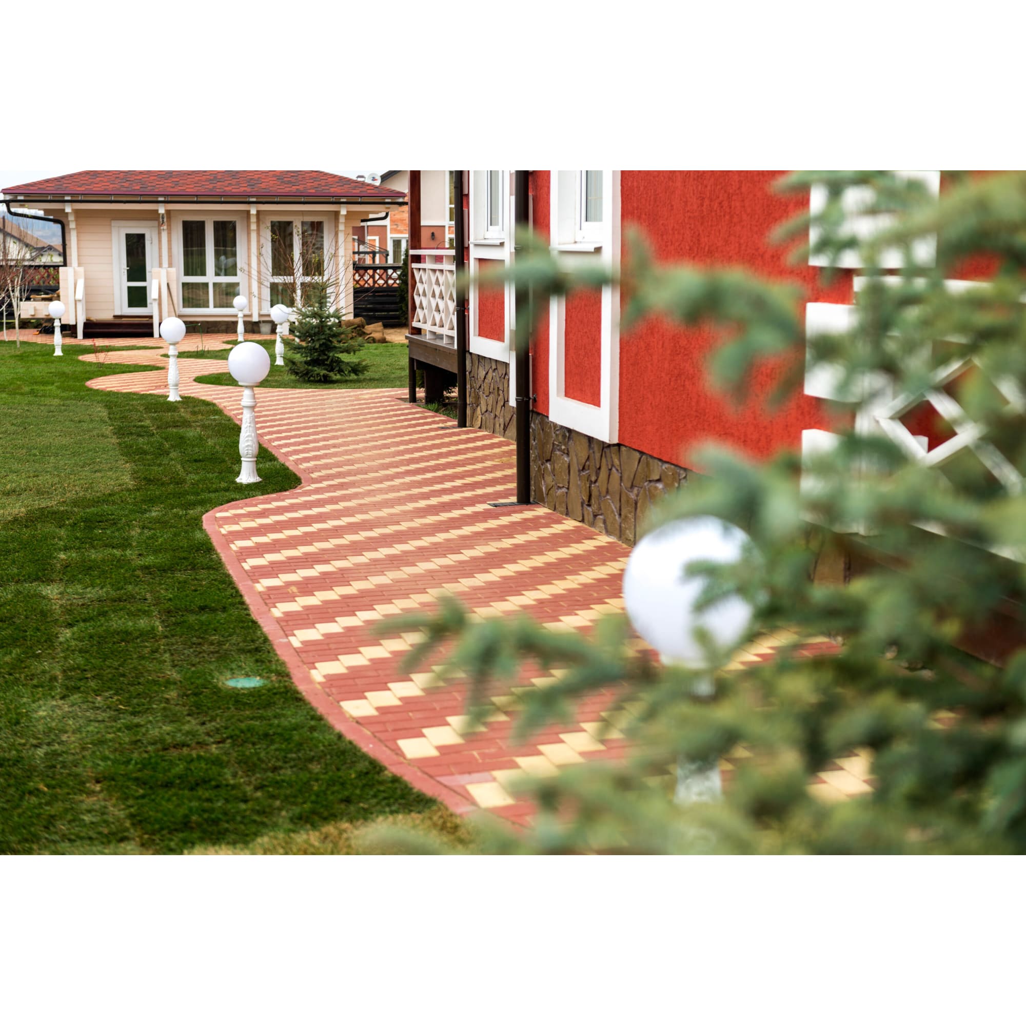 82001780 Бордюр тротуарный двухслойный Braer 1000х200х80 мм цвет красный Santreyd  - Вид №4