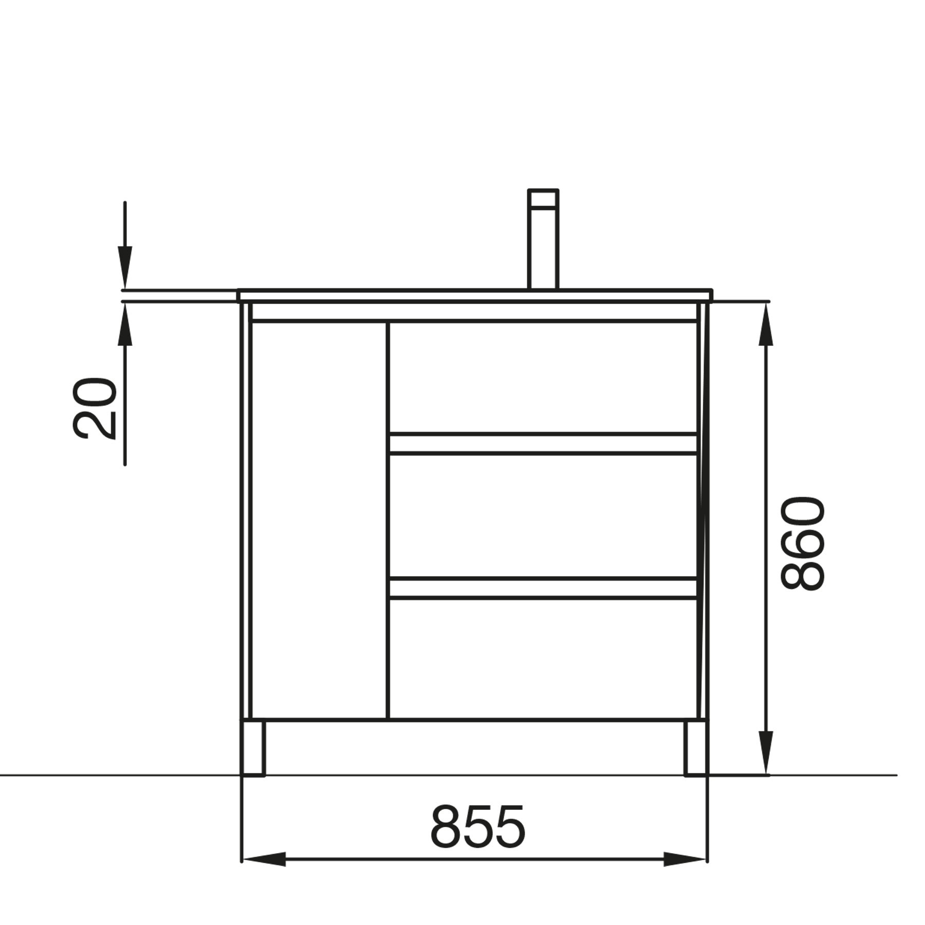 85131 SALGAR Мебель для умывальника ARENYS 855 1 дверь левая ВЕЧНОСТЬ ДУБ + Раковина Робл Вечность - Вид №2