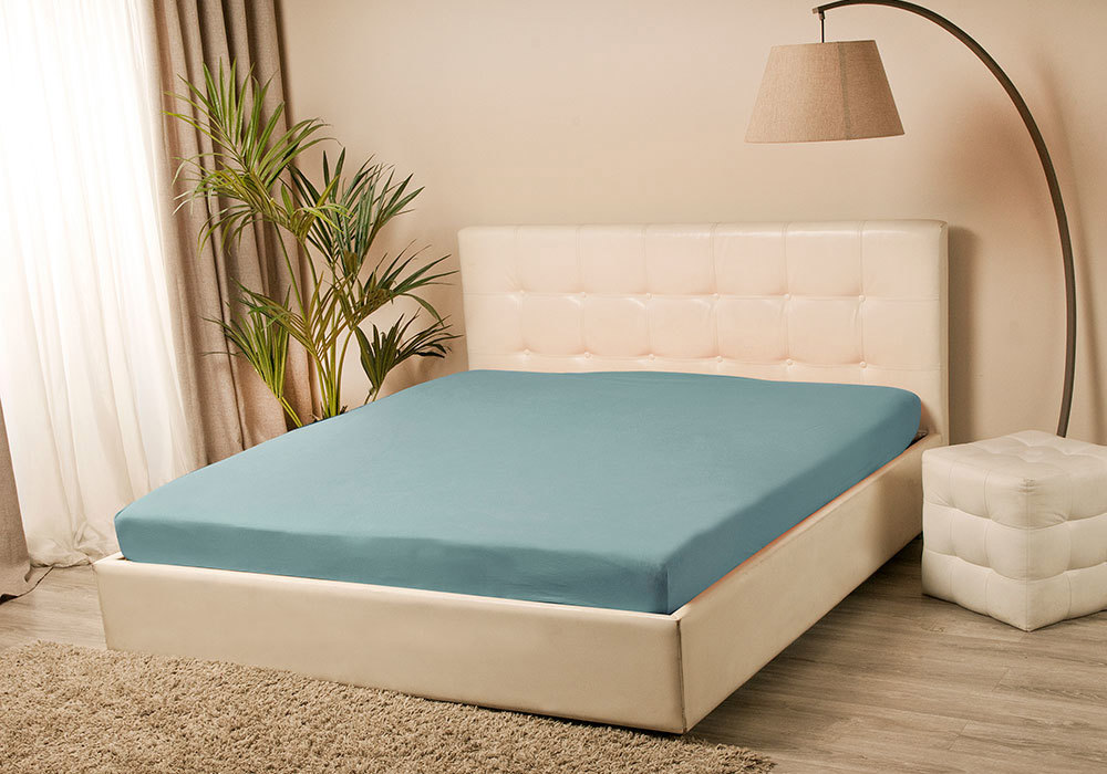 93836660 Простыня KPM-160/голубая_ель, 160х200 см, трикотаж Violett STLM-0584228 KUPU-KUPU