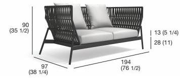 RODA 2-местный садовый диван из полиэстера Piper sun-id-1368466 - Вид №2