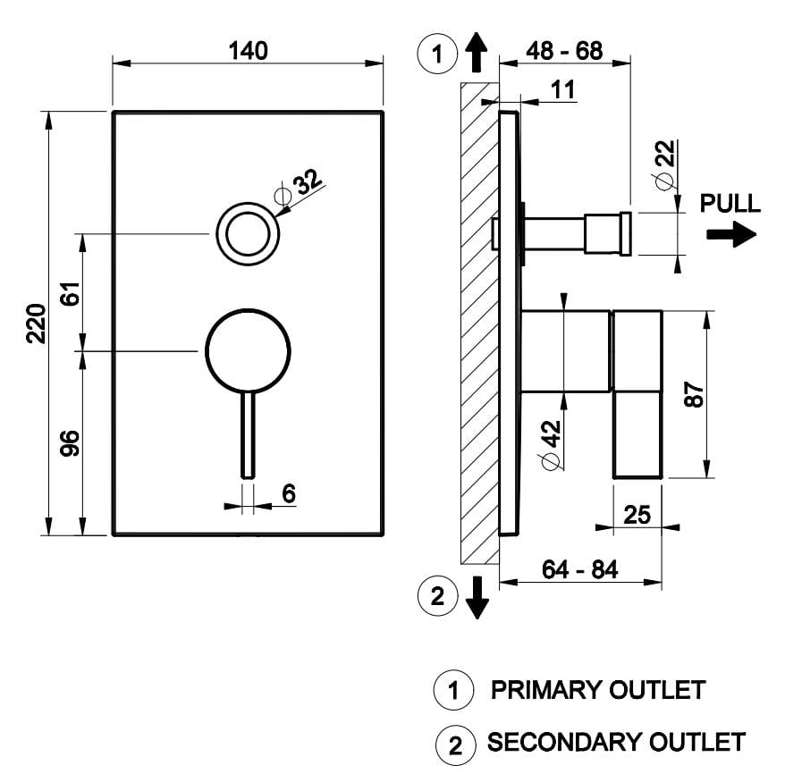 Хромированный латунный смеситель для душа с переключателем Gessi реверс ARCH-00131205 - Вид №2