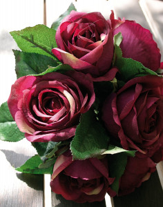 2669 442 a3 Искусственный букет роз, 7-цветков, 25 см, бордовый H-andreas