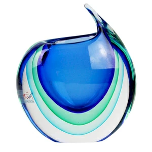 1701 ORIGINALMURANOGLASS Ваза Синий тигр - соммерсо - муранское стекло 15 см