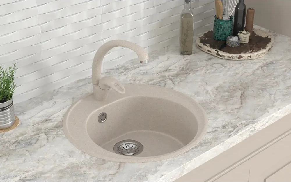 91594750 Мойка для кухни накладная Gamma stone GS-3-302 50.5x50.5x16.5 см искусственный камень цвет бежевый STLM-0887562
