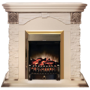 90368722 Каминокомплект DUBLIN LUX STD/EUG WT + FOBOS-S LUX BR SHB STONE STD/24 STLM-0203020 REALFLAME