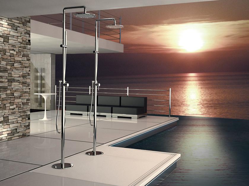 Remer Rubinetterie Напольная душевая стойка из хромированной латуни с переключателем и ручным душем Minimal 331 n2 - Вид №1