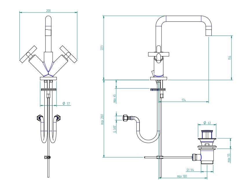 Смеситель для раковины с одним отверстием и отдельными розетками Zazzeri Da-Da ARCH-00064006 - Вид №4