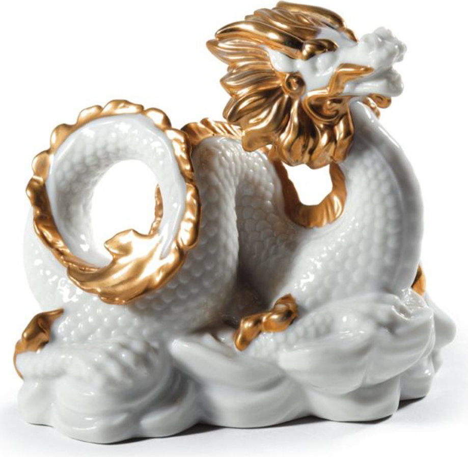 10672320 LLADRO Фигурка Lladro Белый дракон (мини) 9x8см, фарфор Фарфор Lladró 