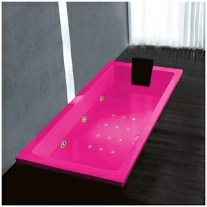 Ванна Gruppo treesse Quadra 170 V072N-DX-RZ розовая с золотой фурнитурой гидромассажем аэромассажем и дезинфекцией прямоугольная встроенная правая