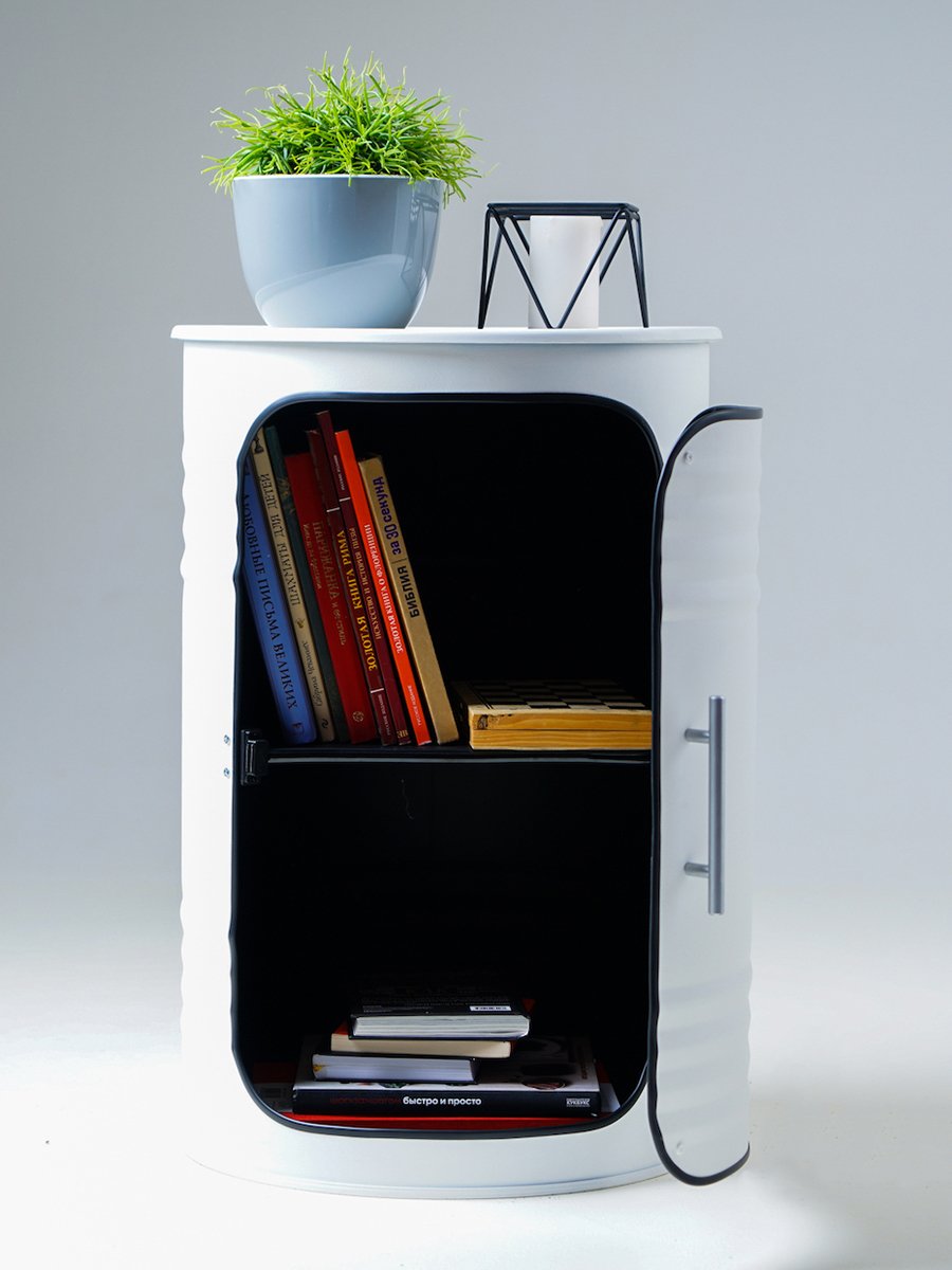 Бочка-шкаф декоративная металлическая белая Pro White STARBARREL  00-3895253 Белый  - Вид №3